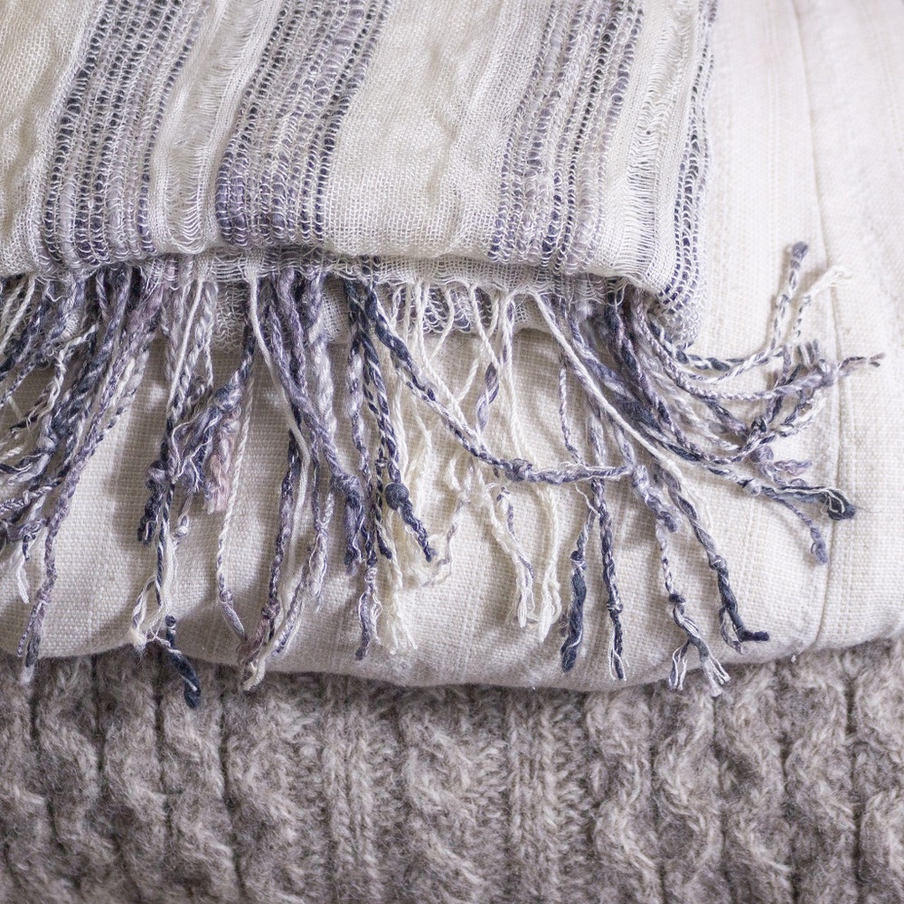 🥥🌴 ivory lightweight knit & yarn beach scarf